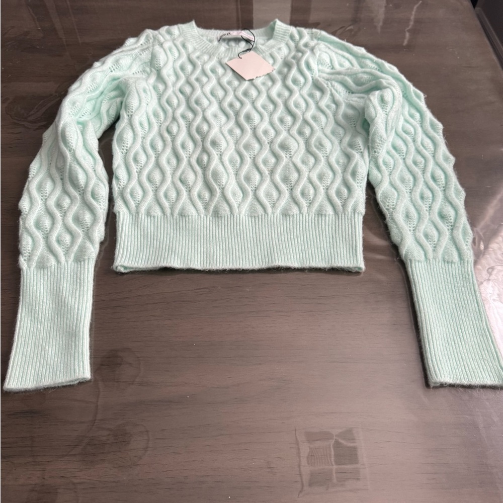 Mint Green Cable Knit Sweater